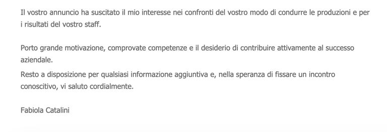 Conclusione Lettera Di Presentazione Esempio