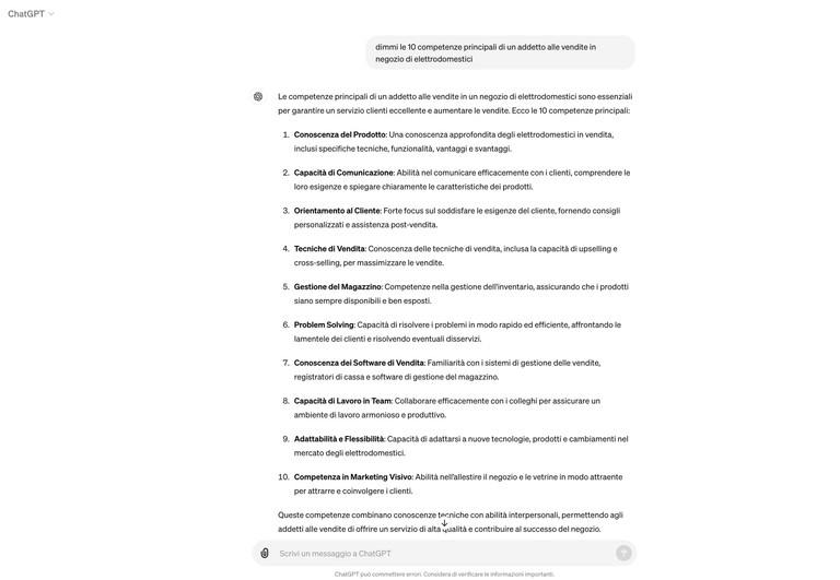 Curriculum Con Chat GPT Prompt Esempio 1